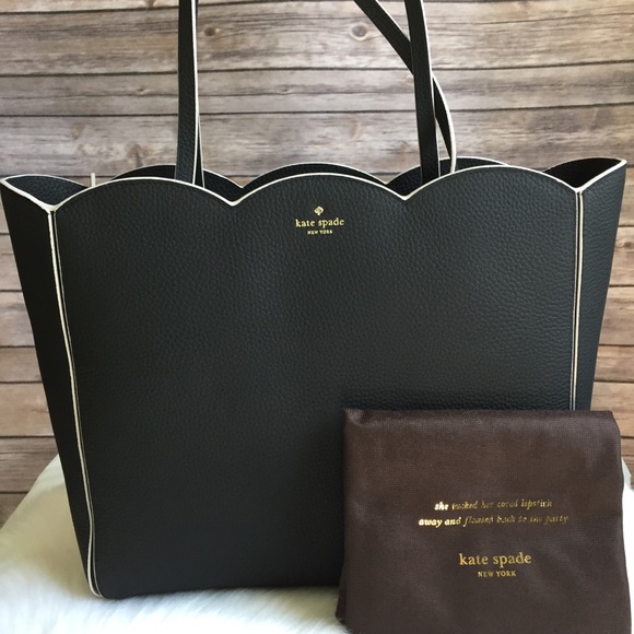 Kate spade leewood rain place black tote scalloped - Picture 2 of 8